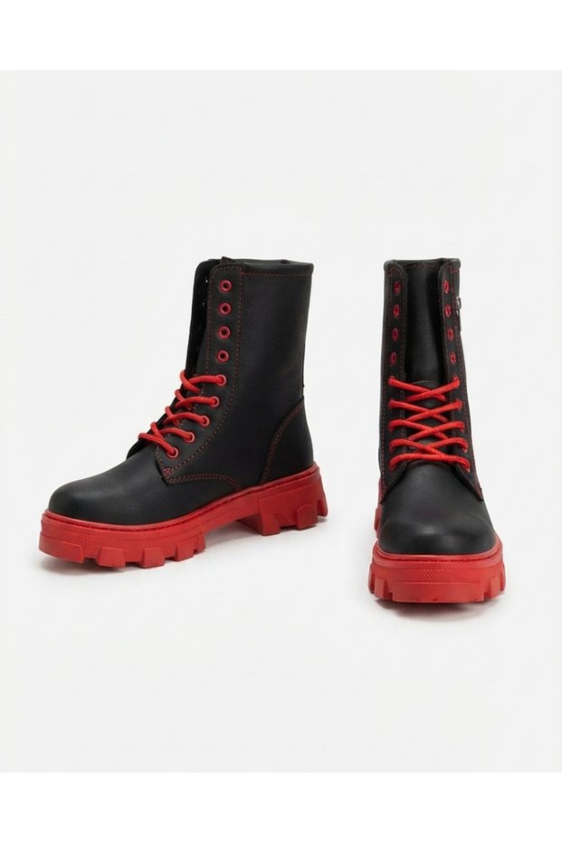 Children's fur-lined lace-up winter boots thick sole daily sports boots
