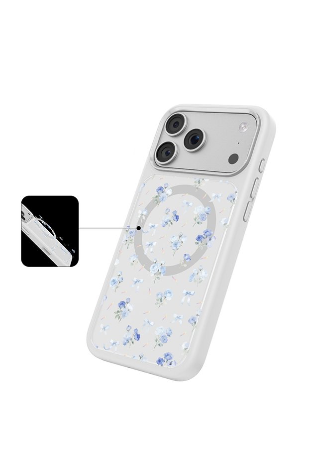 iPhone 18 Pro Max Compatible Case with M-Safe Feature, Floral Design, Flower Series Cover, White