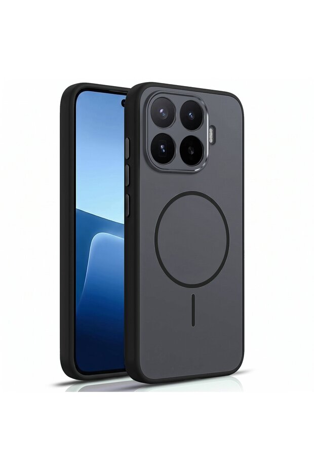 Case Compatible with Xiaomi 17t Silicone Cover with Metal Buttons Ring Pattern Black
