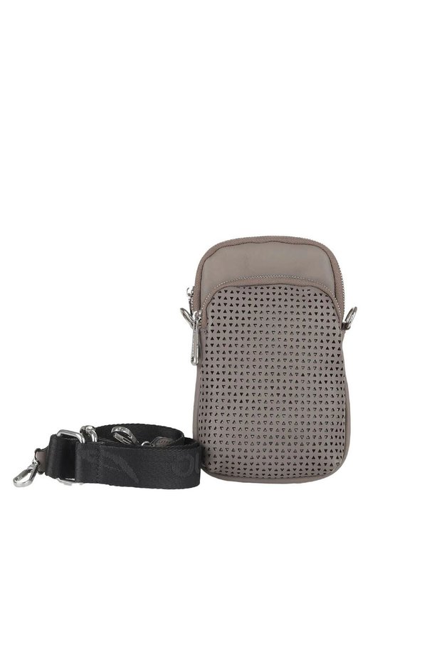Gray Leather Unisex Phone Bag