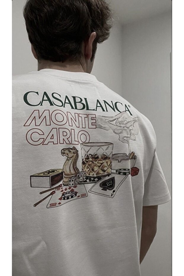 Casablanca Monte Carlo Back Printed Casino Concept White T-Shirt