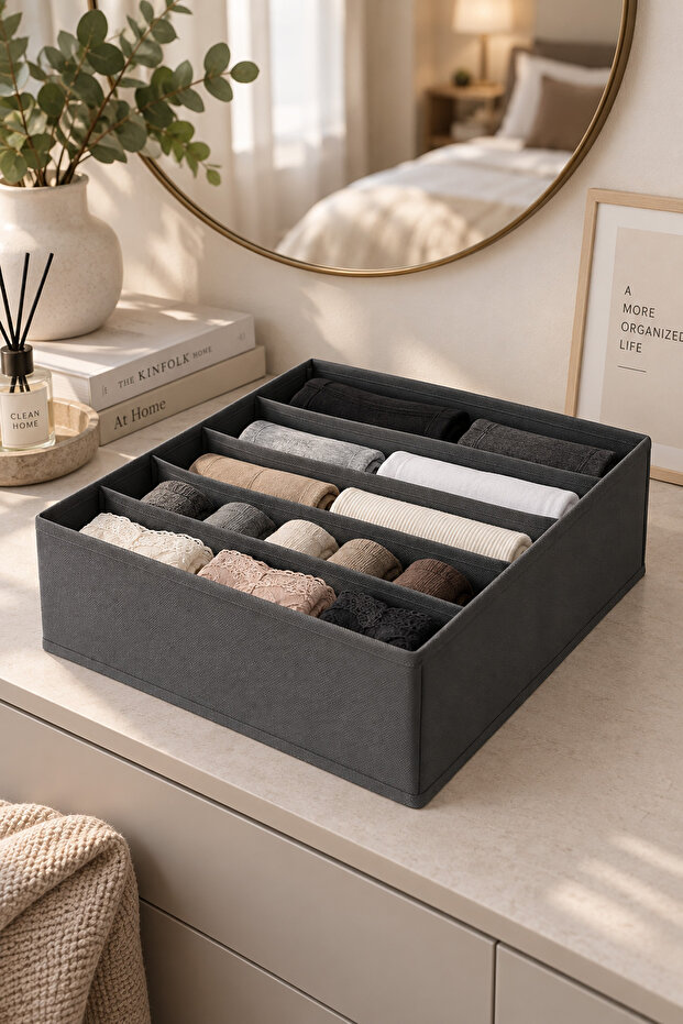5-Compartment Drawer Organizer 28X37X17 cm – Laundry, Socks, and Clothing Organizer