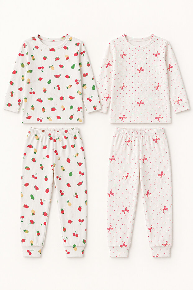 Girls' Fabric Pajama Set with Report Cards Comes in 2 Sets.