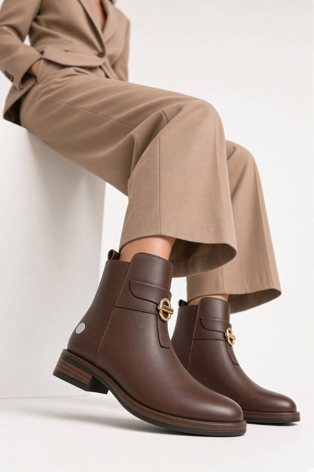 Women's 100% Genuine Leather Winter Waterproof Non-Slip Thermo Sole Lightweight Comfortable Style Boots