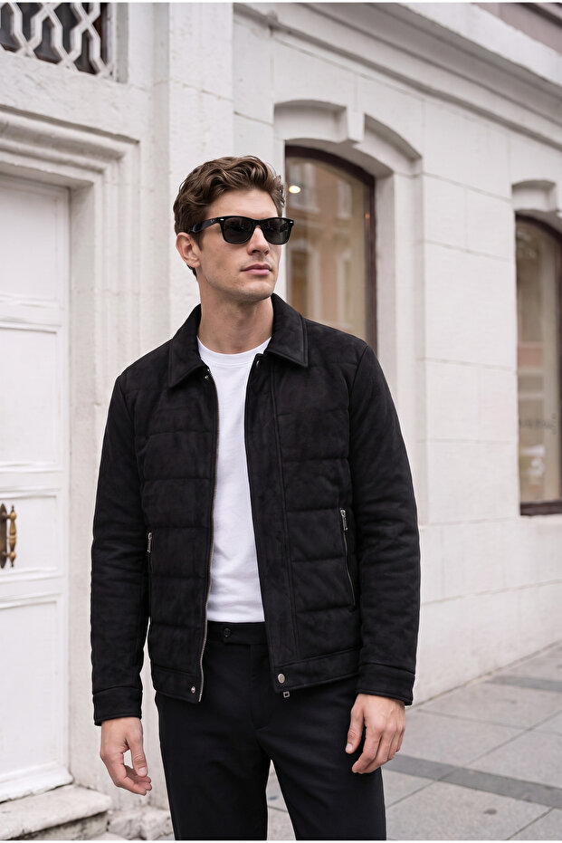 Basic Stylish Filled Suede Coat