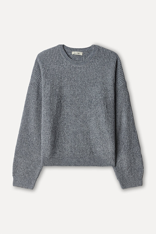 Women's Gray Loose Fit Crew Neck Sweatshirt