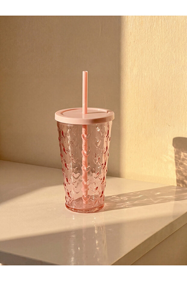 I Embossed Glass Soft Drink Cup with Straw from Freezen Store 400 ml