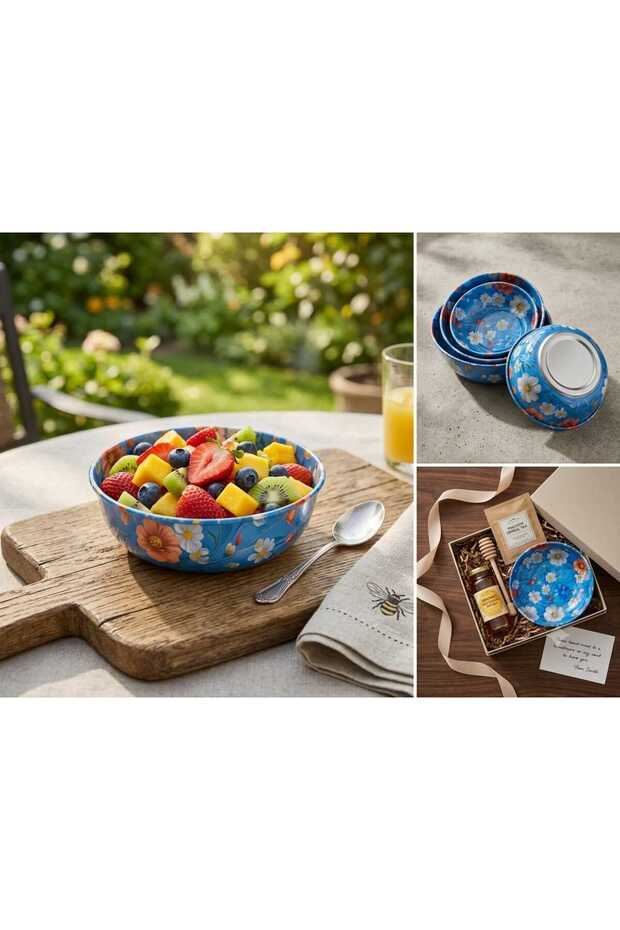 Set of 6 Vintage Bowls - Nostalgic Enamel-Look Snack Bowl, Fruit Bowl, Camping and Presentation Bowl 10 cm