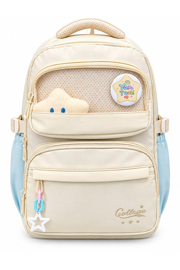Imported Fabric Smiling Star Accessory Model Six-Compartment Orthopedic Air Rotation System Backpack with Waist Strap