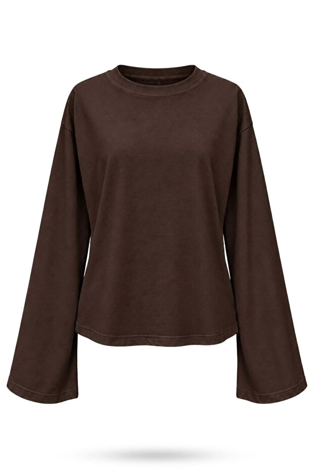Brown Basic Long Sleeve T-Shirt 5203