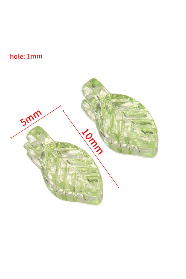Style 3 50pcs Acrylic Green Leave Pendants Plastic Leaf Loose Beads for Earrings Bracelet DIY Jewelr