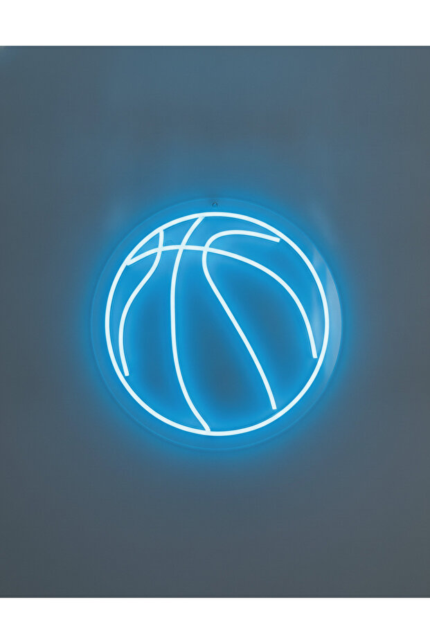 Basketbol Topu Figürlü LED Neon Duvar Tablosu | Mavi Aydınlatmalı Dekor | Genç Odası