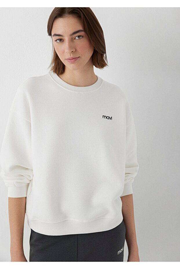 Logo Printed Loose Fit Women's Sweatshirt.