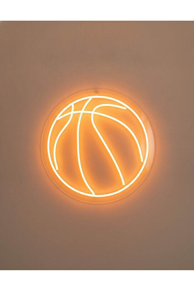 Basketbol Topu Figürlü LED Neon Duvar Tablosu | Amber Aydınlatmalı Dekor | Genç Odası