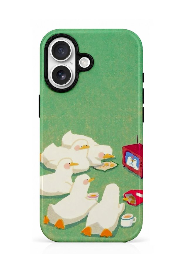 Compatible with iPhone 16 - Enjoyable Ducks, Double Layer Tough Cover, Glossy Surface Protective Case