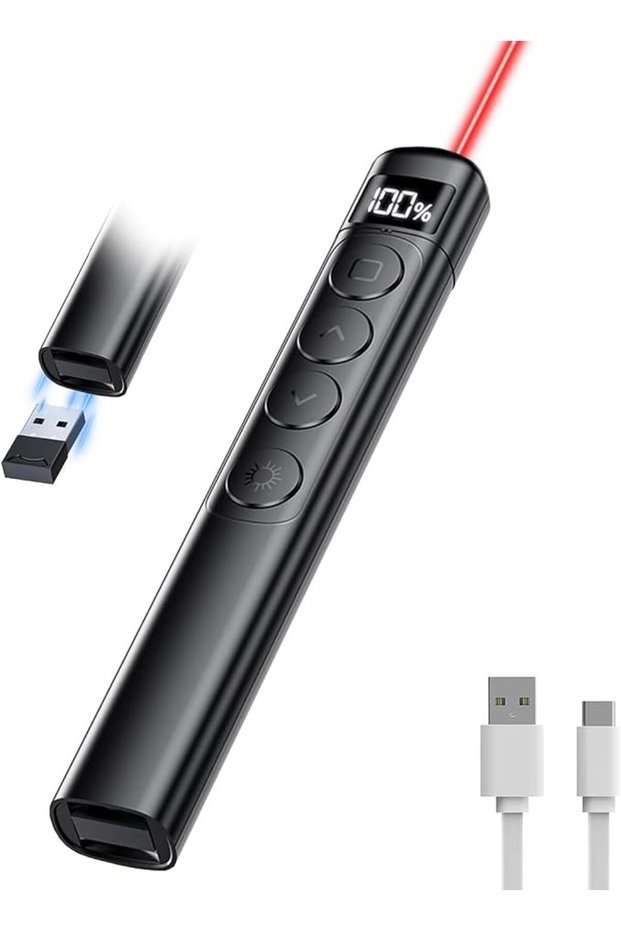 جهاز تحكم عن بعد لاسلكي للعروض التقديمية، قابل لإعادة الشحن عبر USB، جهاز تحكم عن بعد لعروض PPT بعيد المدى