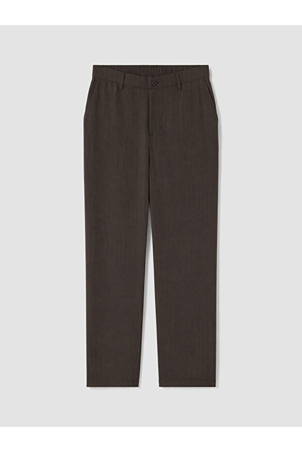 Vizyon New Season Brown Regular Fit Dobby Men's Trousers