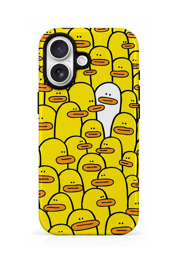متوافق مع iPhone 16 - غطاء حماية مزدوج الطبقات من Yellow Ducks، غطاء حماية لامع ذو سطح لامع