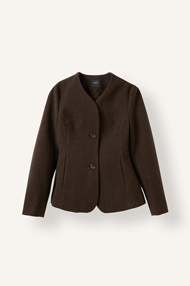 Fitted V-Neck Buttoned Cashmere Coat I2843Ax26Wn