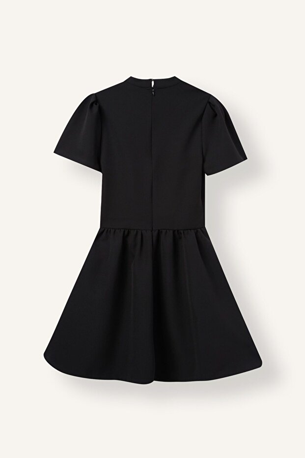 Half Turtleneck Shirred Sleeve Flared Dress I8820Ax26Au