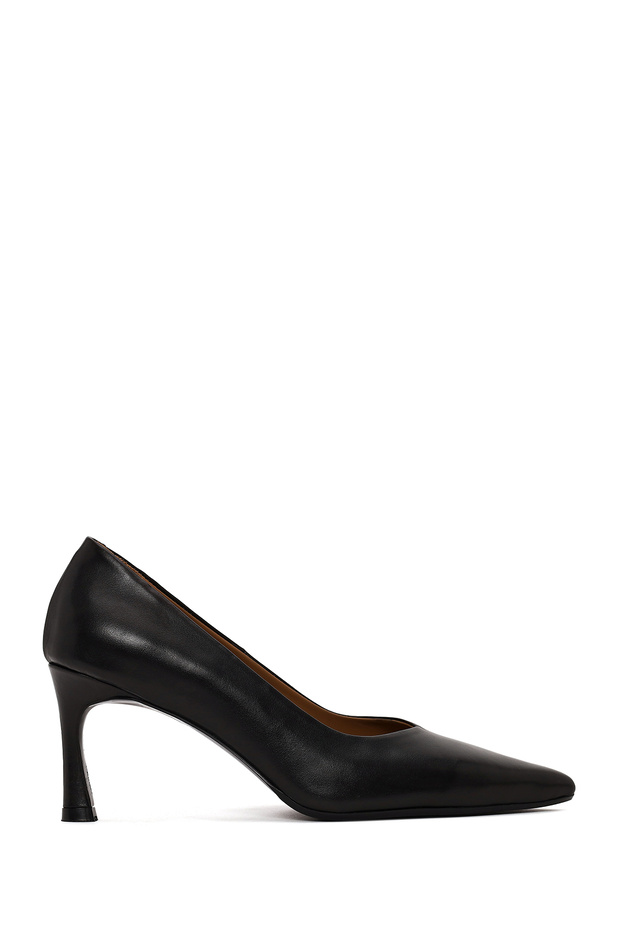Women's Black Thin Heeled Leather Stiletto Af200017Dv