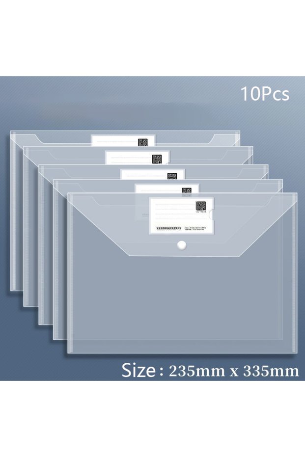 White Thick-10pcs 10 PCS Plastic Folders for Document, A4 Size Plastic Envelopes with Snap Closure,