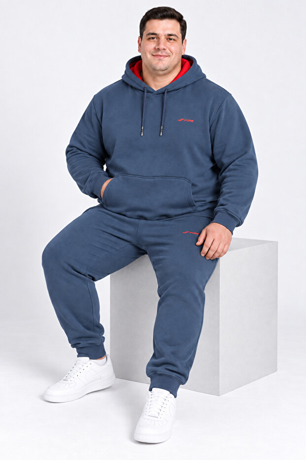 Men's 3-thread brushed fleece hooded super oversized tracksuit set 6xl–9xl