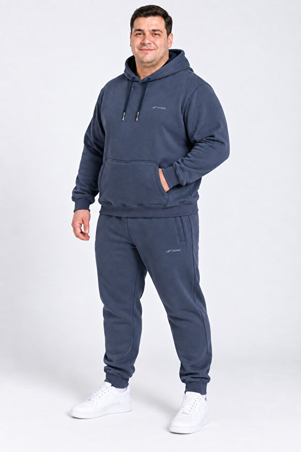 Men's 3-thread brushed fleece hooded super oversized tracksuit set 6xl–9xl