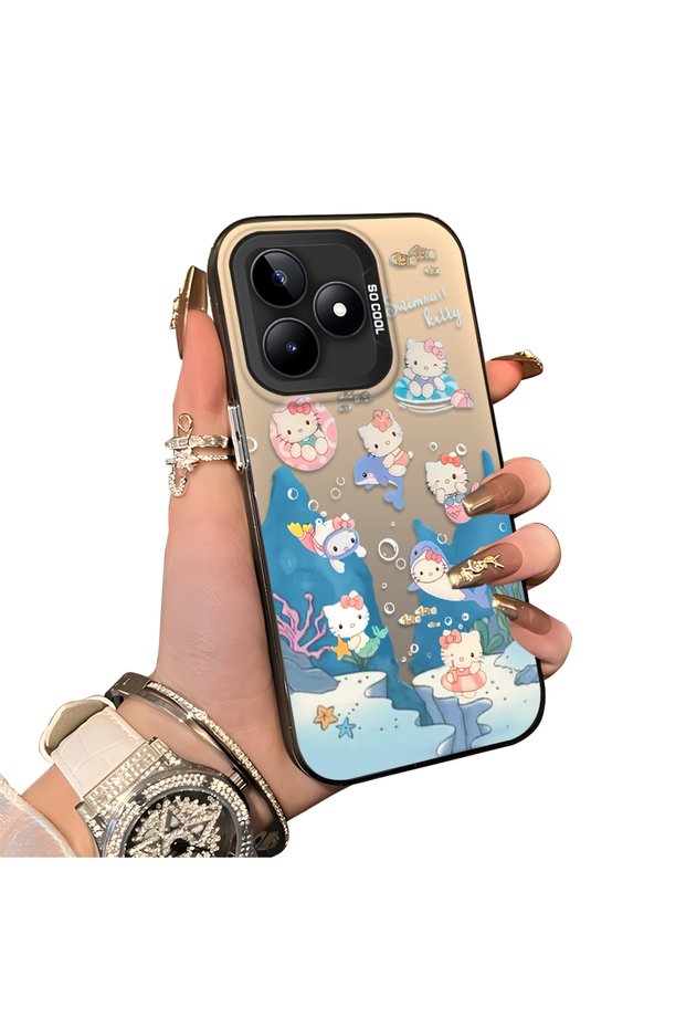 Realme Note 50 Compatible Submarine World Cartoon Cat Printed Phone Case Shock Absorption