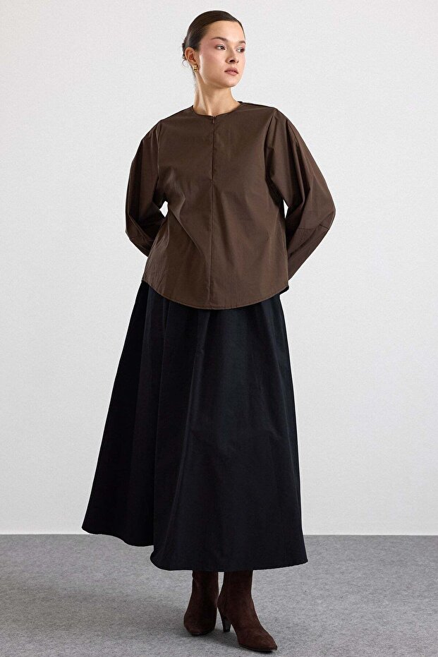 Elastic Waist Sport Flared Skirt Black 7077