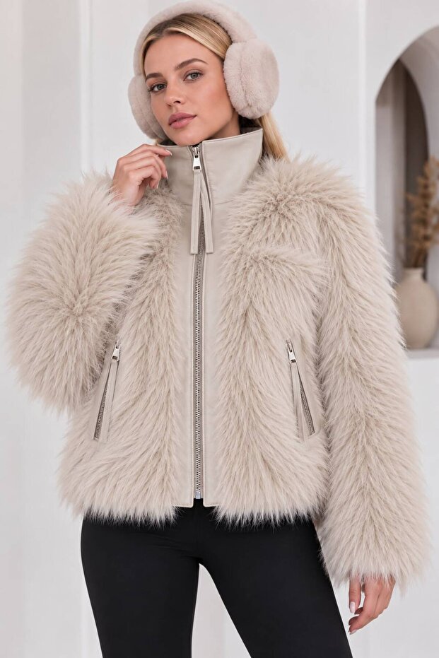 Leather-Trimmed Lolita Fur