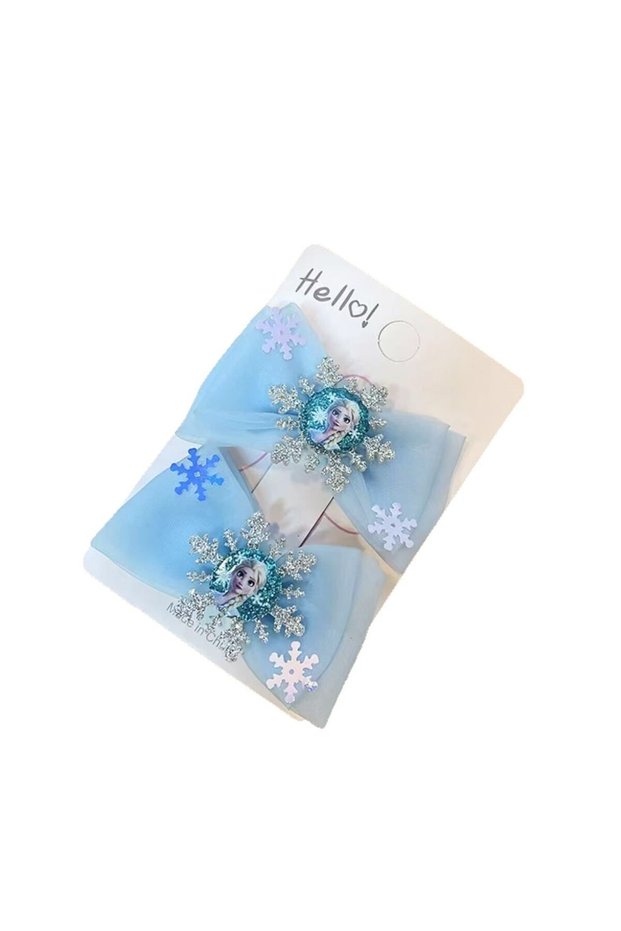 Blue 2pcs Ice and Snow Children's Hair Clip Ins Princess Wind Girl Hair Accessories Cute Elsa Prince