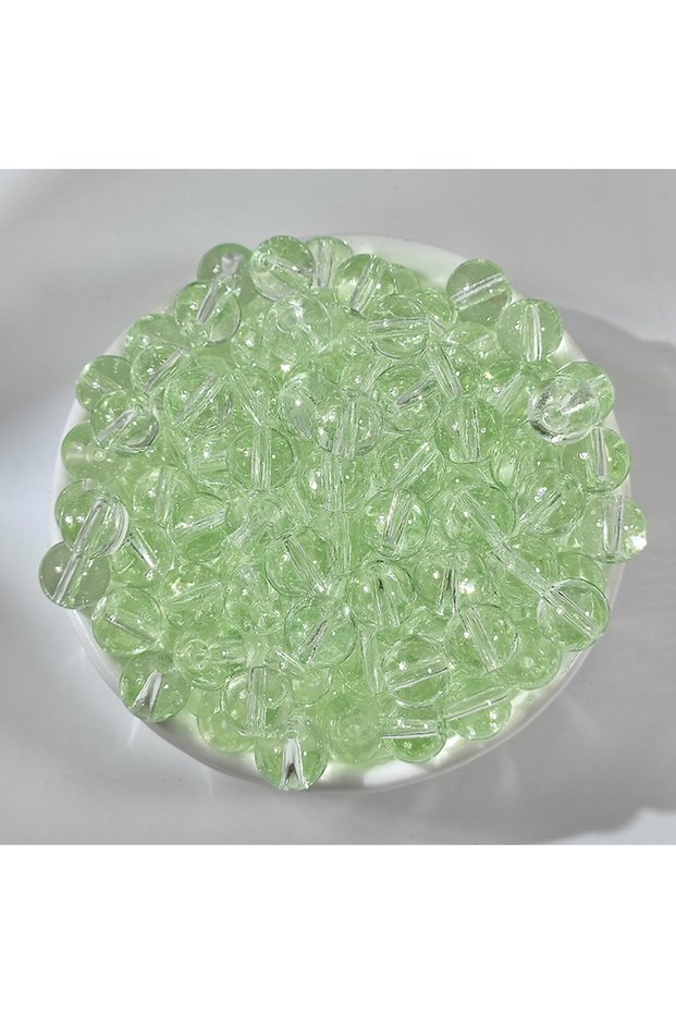 Mint Green 100PCS 8mm Clear Ice Jelly Glass Round Beads, Multicolor Transparent Loose Beads for Hand