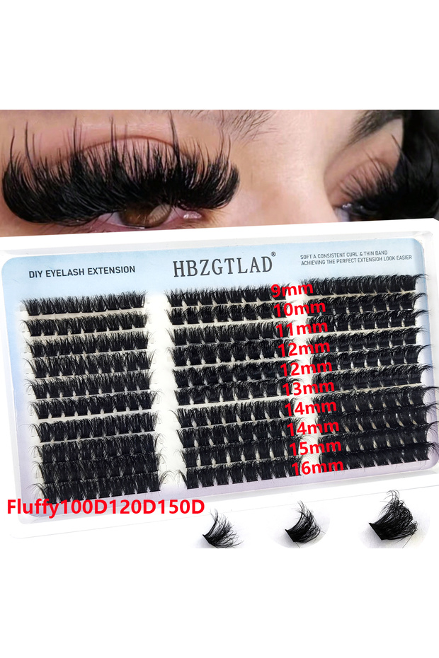 MIX 0.07mm D 100D120D150DLZK-12 HBZGTLADNew Fluffy Lash Cluster Lash 300D-60D Bottom+Thorn Cluster F