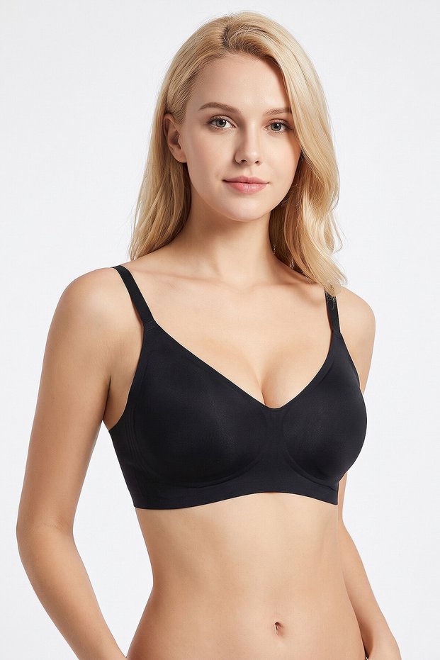 Black Luna Comfort Wire-Free Light Support Bra