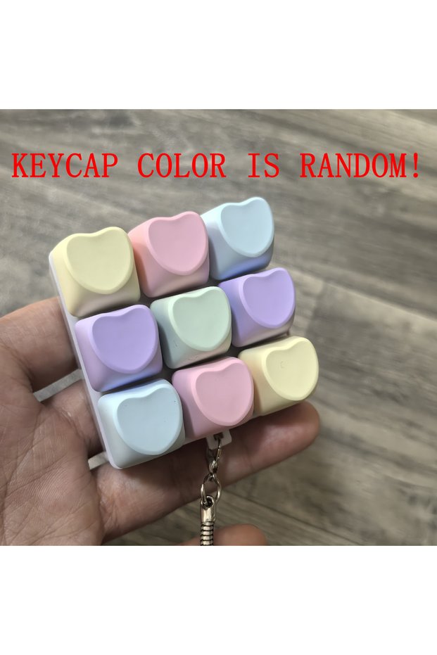 no LED heart keys LED 4/9Keys Macaron Color Keyboard Fidget Clicky Keycaps Keychain, Sensory Stress