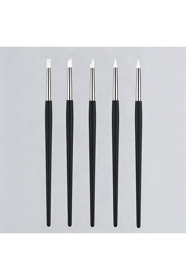 black 5Pcs/Set Professional Silicone Nail Brushes for UV Gel Polish 3D Nail Art DIY Dotting Tools Ma