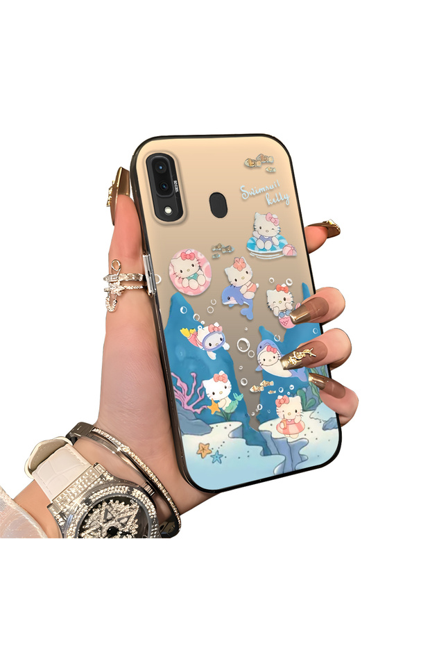 Samsung Galaxy A30/A20 Compatible Submarine World Cartoon Cat Printed Phone Case Shock Absorption