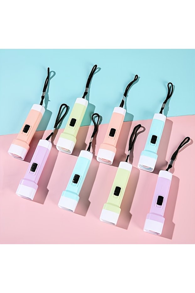 20pcs random color 10/24pcs Mini Flashlight Keychain Macaron Color Portable LED Lighting Lamps Toy G