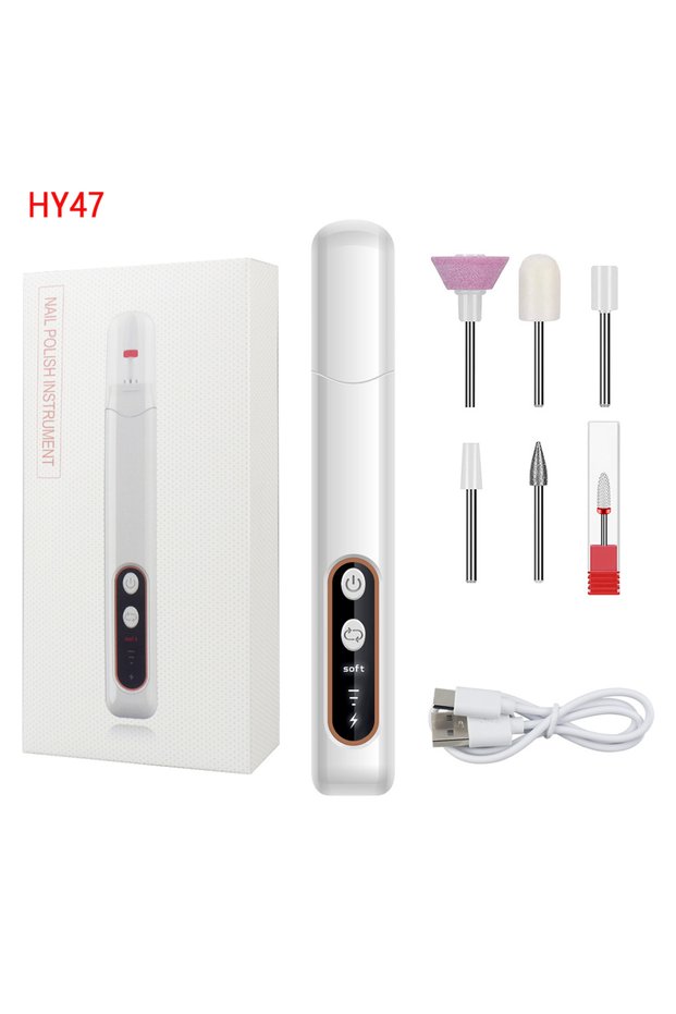 HY47 Electric Nail Polisher Drill Bits with LED Light Wireless Nails Grinding Polishing Dead Skin Re