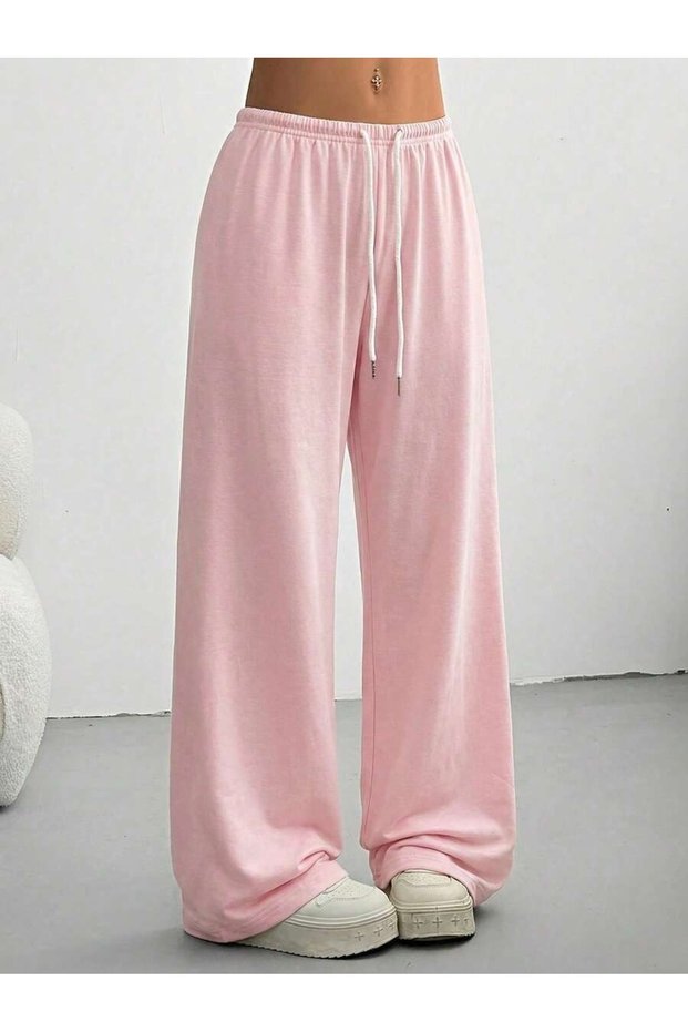 Women's Pink Baggy Sweatpants Printed Premium Oversize T-Shirt