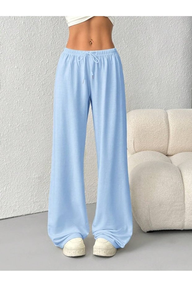 Women's Baby Blue Baggy Sweatpants Printed Premium Oversize T-Shirt