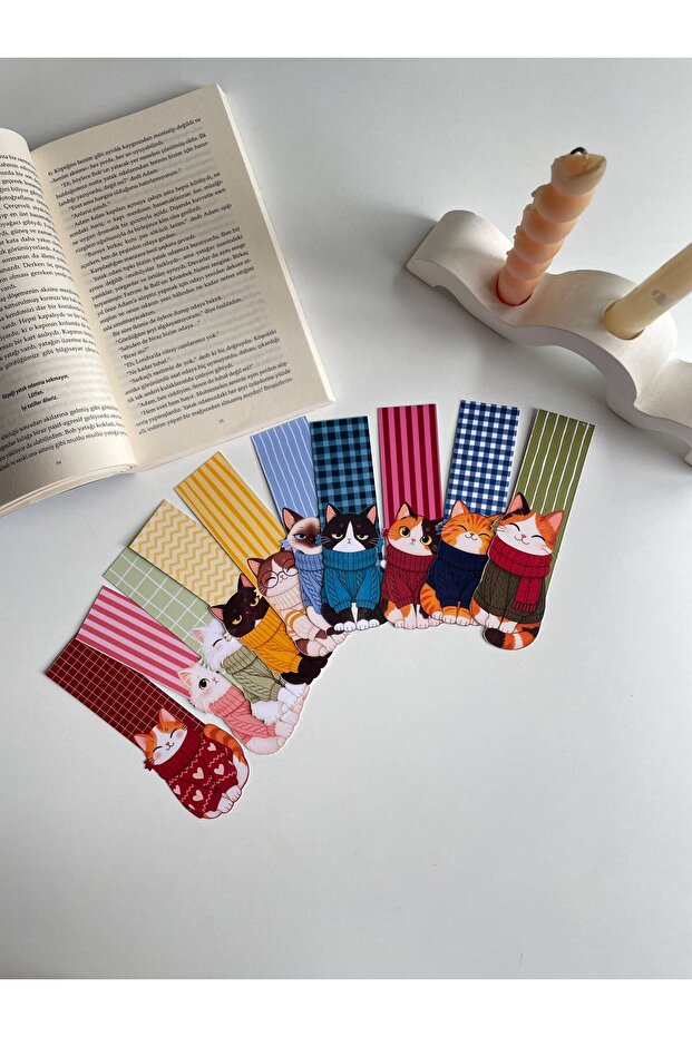 Bookmarks Cat Themed Special Cut Set of 10