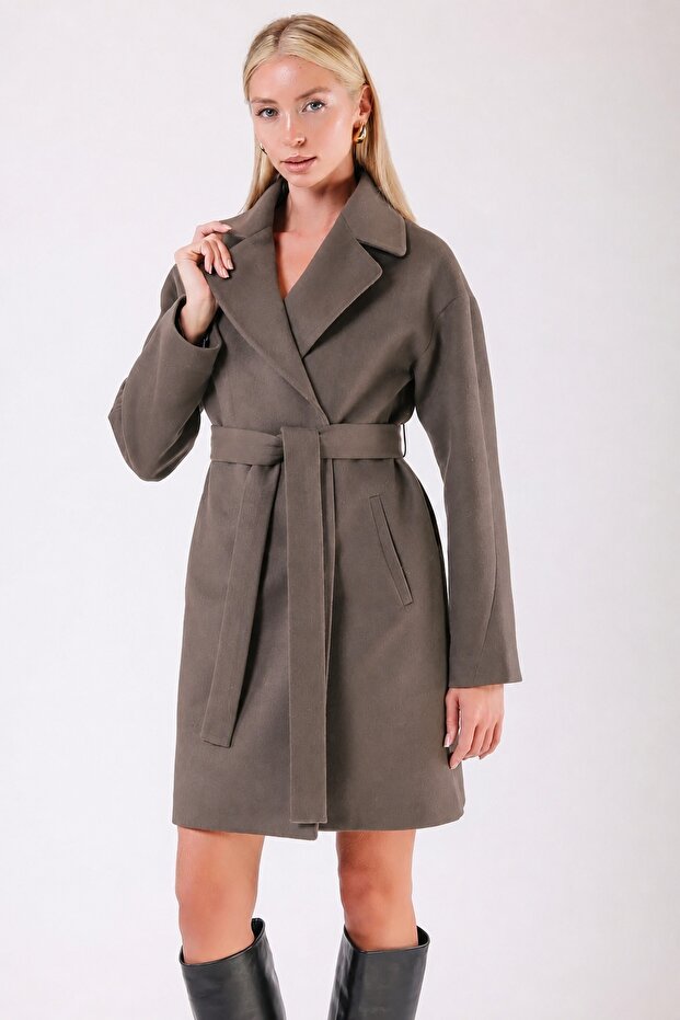 Dark Beige Oversize Cashmere Coat