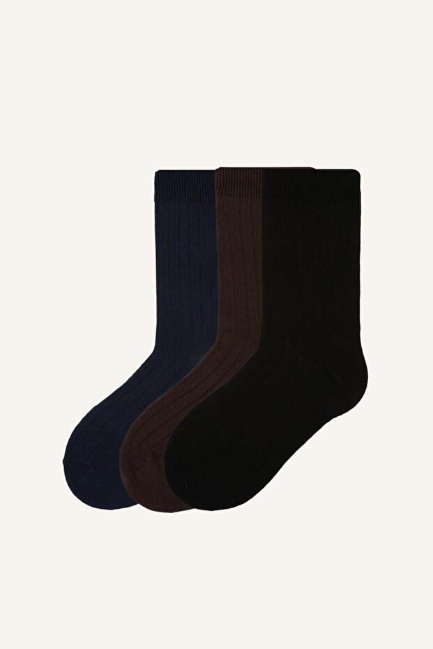 Men's 3-Pack Ribbed Long Socks (Ns)