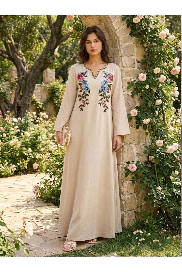 Rochie maxi, bej - XL