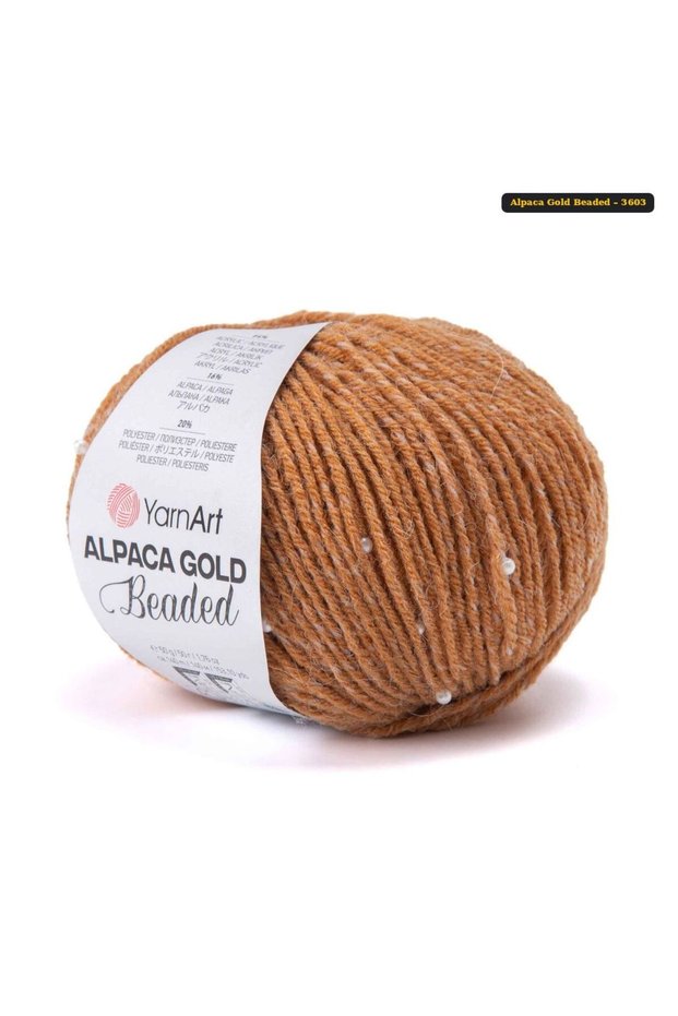 Alpaca Gold Beaded – Alpaca Blended Knitting Yarn 50 Gr 140 Mt – 3603 Mustard