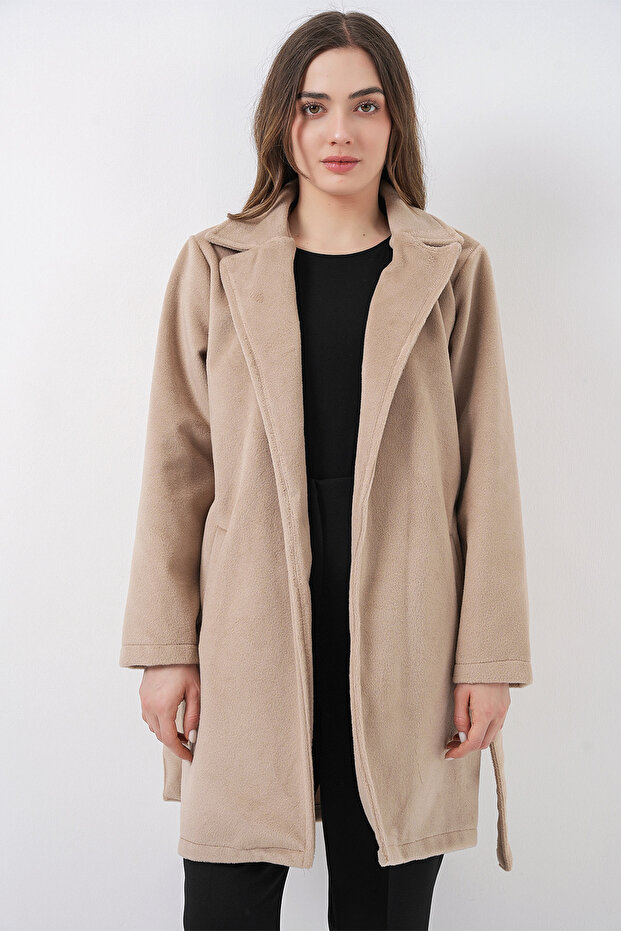 Women's Belted Coat 9171 - Beige