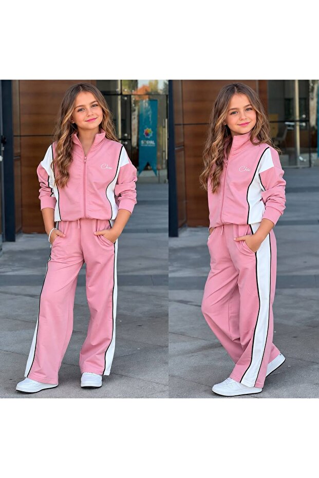 Girl's Zippered Style Tracksuit Set 6716