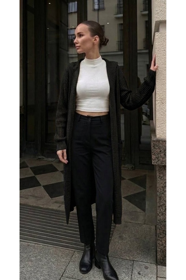Selani̇k Knitted Women's Long Cardigan